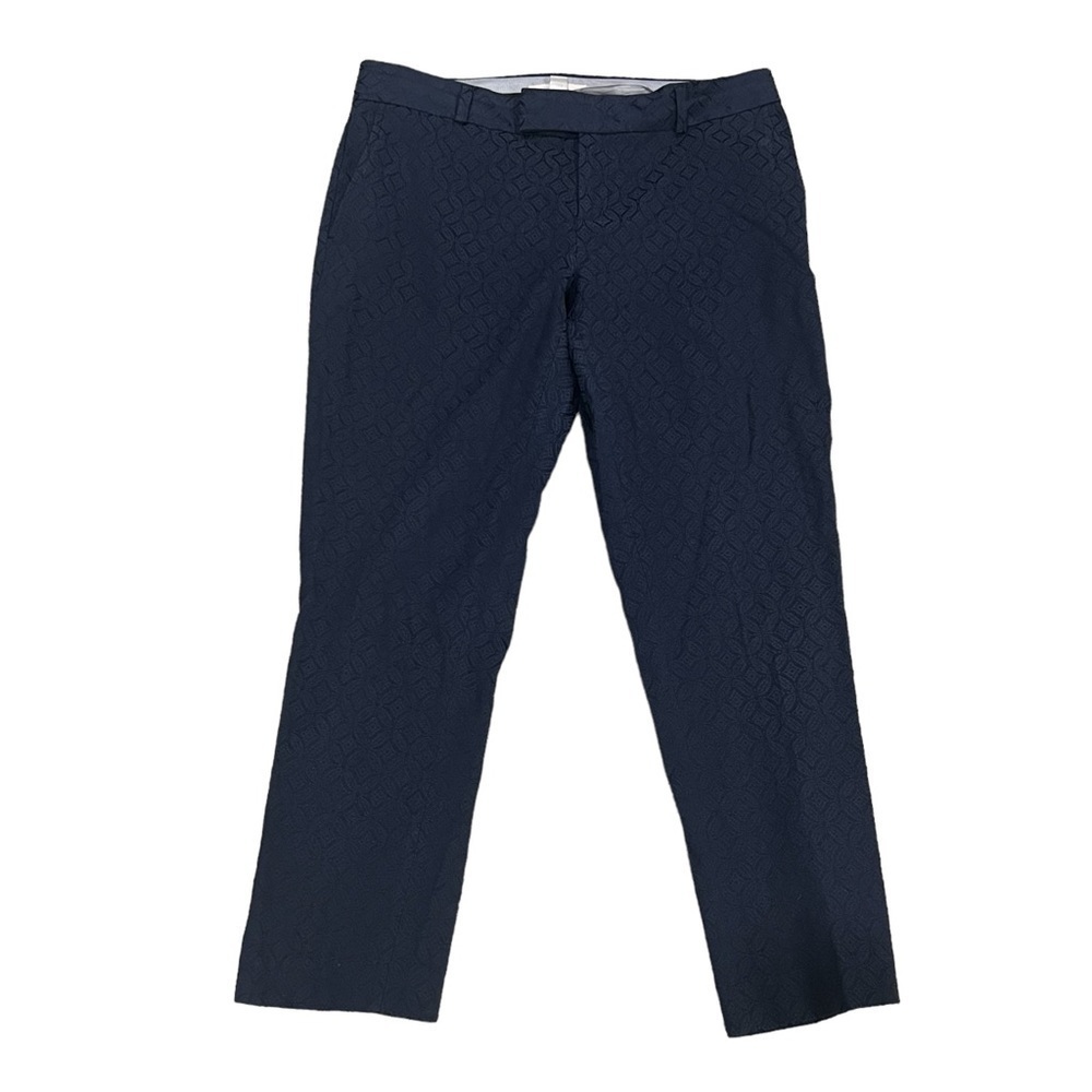 Banana Republic True Navy Symona Geometric Print Ankle Crop Pants Size 4 Women's